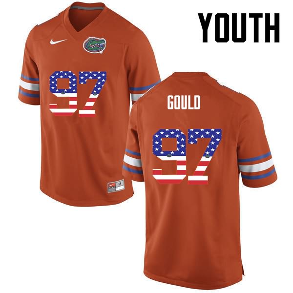 Youth NCAA Florida Gators Jon Gould #97 Stitched Authentic USA Flag Fashion Nike Orange College Football Jersey DPH3865EQ